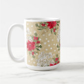 Merry kerst Red Poinsettia Koffiemok (Links)