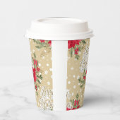 Merry kerst Red Poinsettia Papieren Bekers (Links)