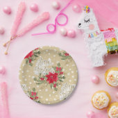 Merry kerst Red Poinsettia Papieren Bordje (Feest)