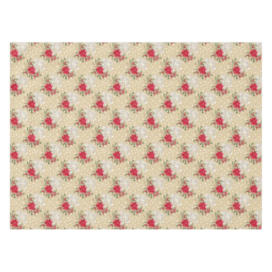 Merry kerst Red Poinsettia Tafelkleed (Voorkant (Horizontaal))