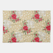 Merry kerst Red Poinsettia Theedoek (Horizontaal)