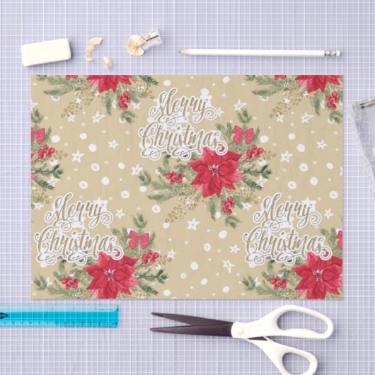 Merry kerst Red Poinsettia Tissuepapier (Craft)