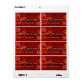 Merry kerst Red Ribbon Poinsettia Wine Label (Full Sheet)