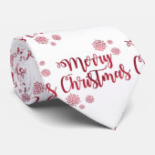 Merry kerst Red Snowflake Typography Stropdas (Opgerold)