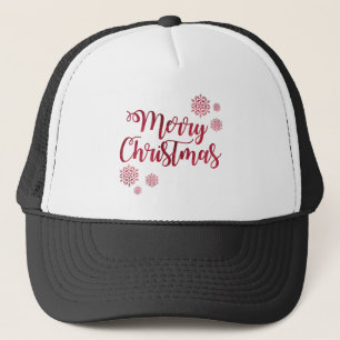 Merry kerst Red Snowflake Typography Trucker Pet