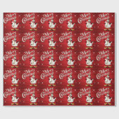 Merry kerst Red Snowman Cadeaupapier (Vlak)