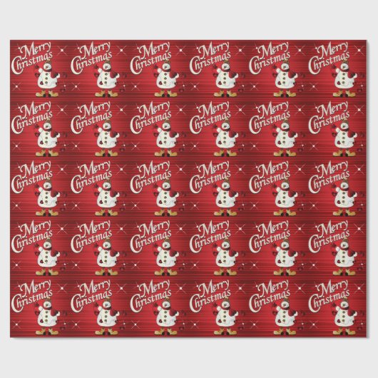 Merry kerst Red Snowman Cadeaupapier (Vlak)
