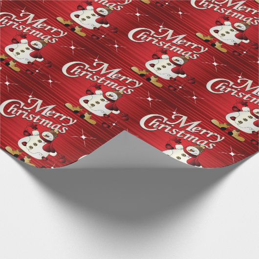 Merry kerst Red Snowman Cadeaupapier (Hoek)