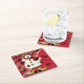 Merry kerst Red Snowman Kartonnen Onderzetters (Insitu)