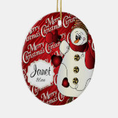 Merry kerst Red Snowman Keramisch Ornament (Rechts)