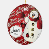 Merry kerst Red Snowman Keramisch Ornament (Links)
