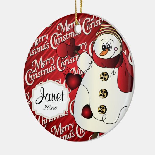 Merry kerst Red Snowman Keramisch Ornament (Links)