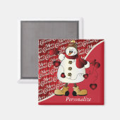 Merry kerst Red Snowman Magneet (Voorkant / Achterkant)