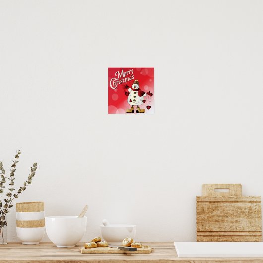 Merry kerst Red Snowman Poster (Keuken)