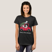 Merry kerst Red Truck Cat Lover Pajama T-shirt (Voorkant volledig)