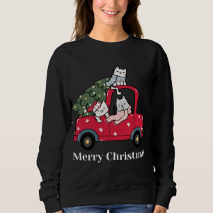 Merry kerst Red Truck Cat Lover Pajama Trui