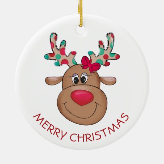 Merry kerst renindeer Girl Keramisch Ornament (Achterkant)