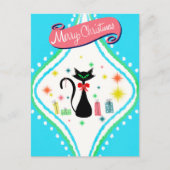 Merry kerst Retro Siamese Cat Feestdagenkaart (Voorkant)