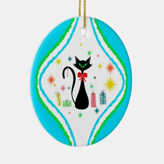Merry kerst Retro Siamese Cat Keramisch Ornament (Rechts)
