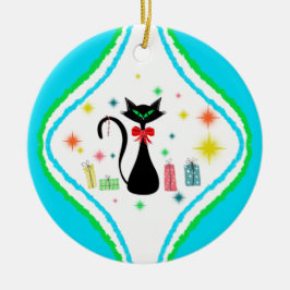 Merry kerst Retro Siamese Cat Keramisch Ornament