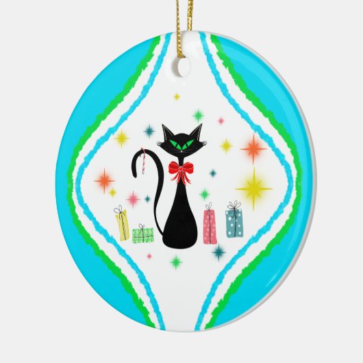 Merry kerst Retro Siamese Cat Keramisch Ornament (Links)