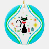 Merry kerst Retro Siamese Cat Keramisch Ornament (Achterkant)