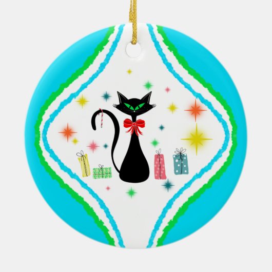 Merry kerst Retro Siamese Cat Keramisch Ornament (Achterkant)