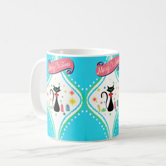 Merry kerst Retro Siamese Cat Koffiemok (Voorkant links)