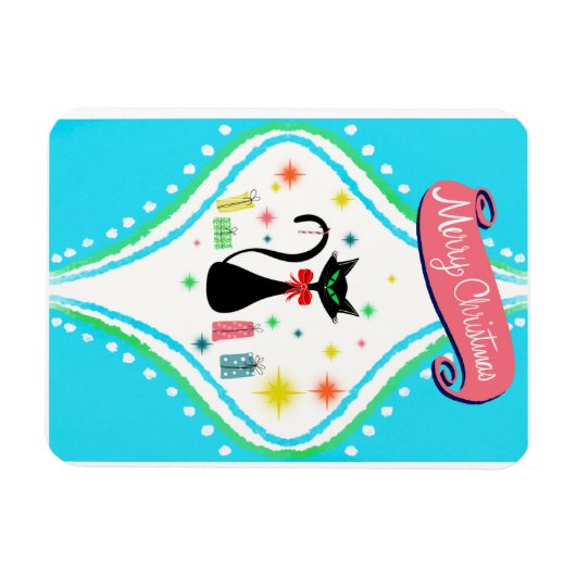 Merry kerst Retro Siamese Cat Magneet (Horizontaal)