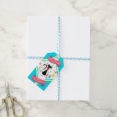 Merry kerst Retro Siamese Cat Name Cadeaulabel (Met Touw)