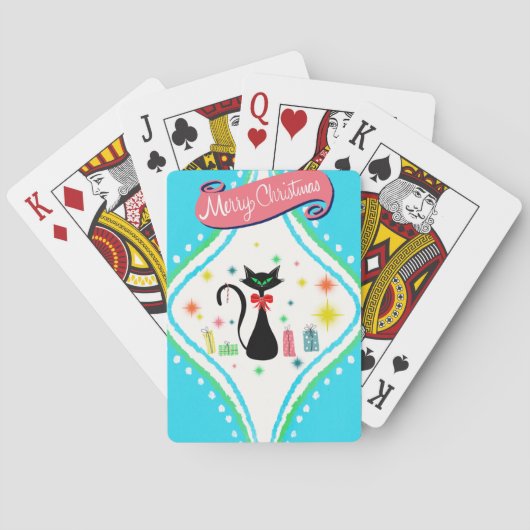 Merry kerst Retro Siamese Cat Pokerkaarten (Achterkant)