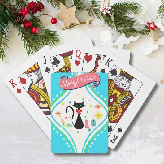 Merry kerst Retro Siamese Cat Pokerkaarten