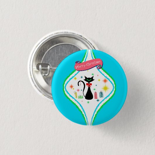 Merry kerst Retro Siamese Cat Ronde Button 3,2 Cm (Voorkant /achterkant)