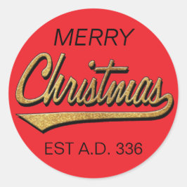 Merry kerst Retro Stickers Ronde