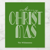 Merry kerst Retro Typography Green Wijn Etiket (Enkel label)