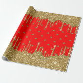 Merry kerst - rode glitter cadeaupapier (Uitgerold)