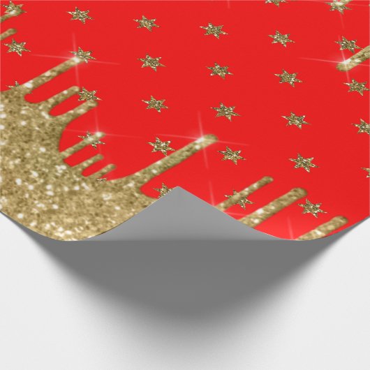 Merry kerst - rode glitter cadeaupapier (Hoek)