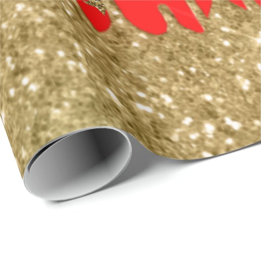 Merry kerst - rode glitter cadeaupapier (Rol Hoek)