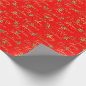 Merry kerst - rode glitter cadeaupapier (Hoek)