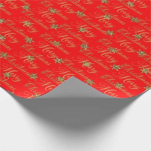 Merry kerst - rode glitter cadeaupapier (Hoek)