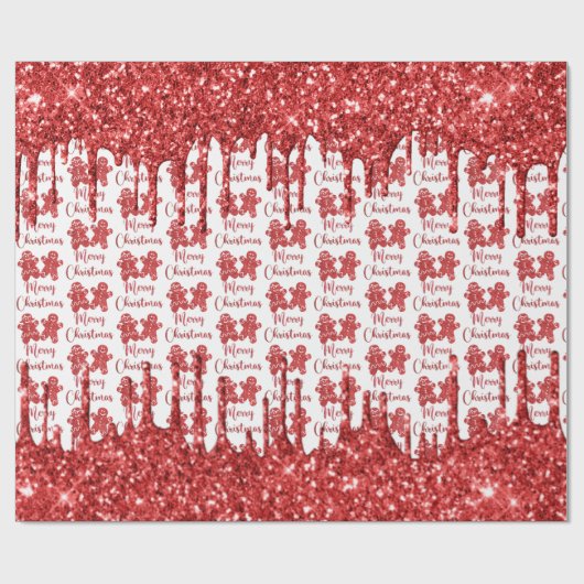 Merry kerst rode glitter cadeaupapier (Vlak)