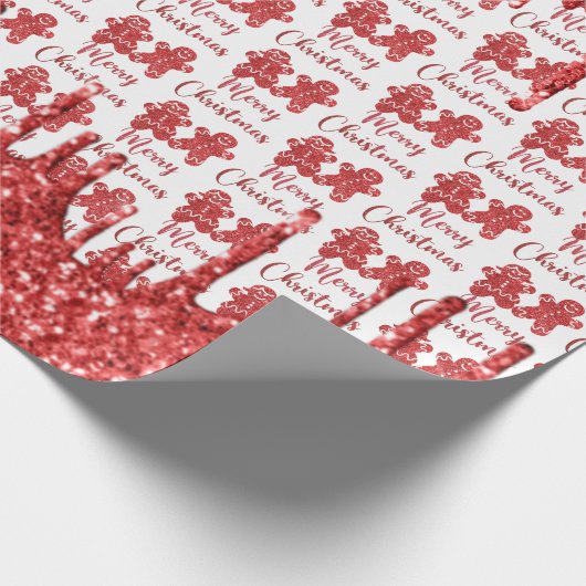 Merry kerst rode glitter cadeaupapier (Hoek)