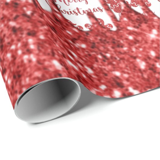 Merry kerst rode glitter cadeaupapier (Rol Hoek)