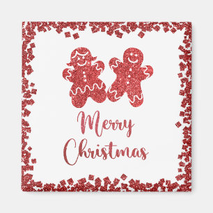 Merry kerst rode glitter magneet