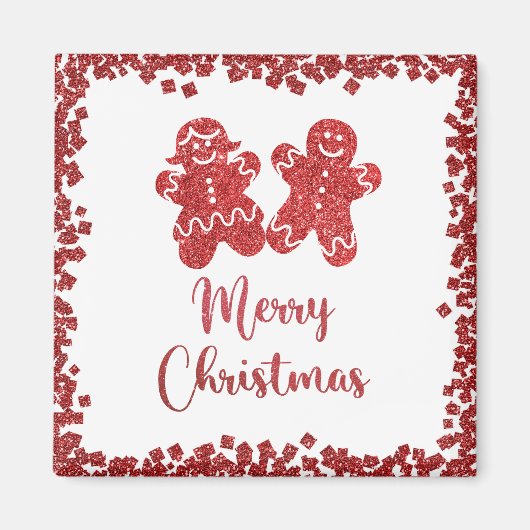 Merry kerst rode glitter magneet (Voorkant)