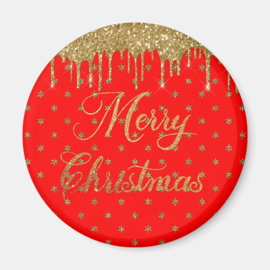 Merry kerst - rode glitter magneet (Voorkant)