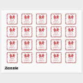 Merry kerst rode glitter vierkante sticker (Vel)