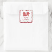 Merry kerst rode glitter vierkante sticker (Tas)