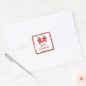 Merry kerst rode glitter vierkante sticker (Envelop)