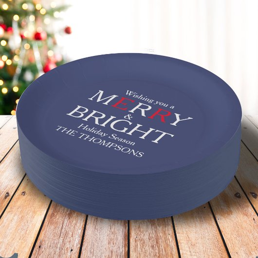 Merry-kerst Rode marine Blue Simple Minimalist Papieren Bordje